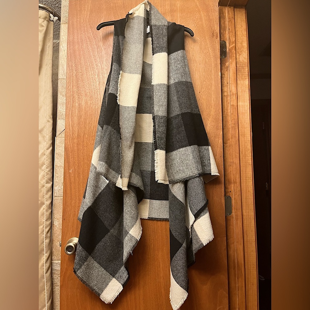 Black and White Buffalo Plaid Blanket Vest